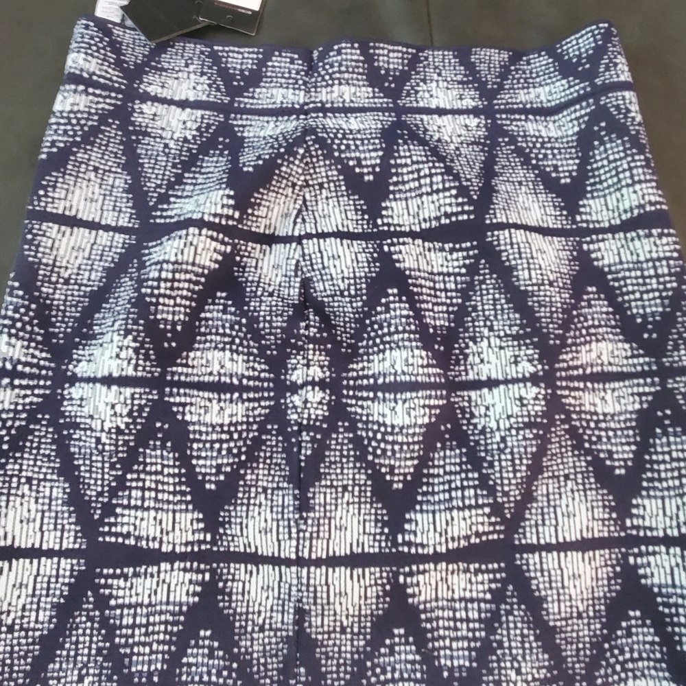 BCBG MAXAZRIA Skirt  Blue White Combo Sz L Pencil